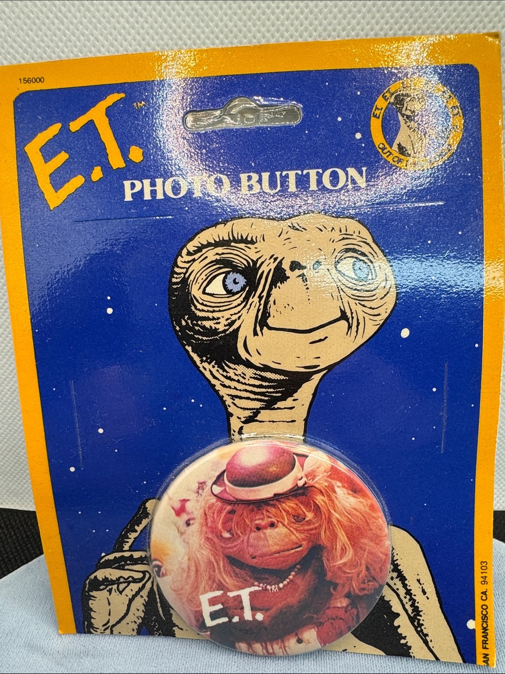 Vintage 1982 E.T. Photo Button in Original Package